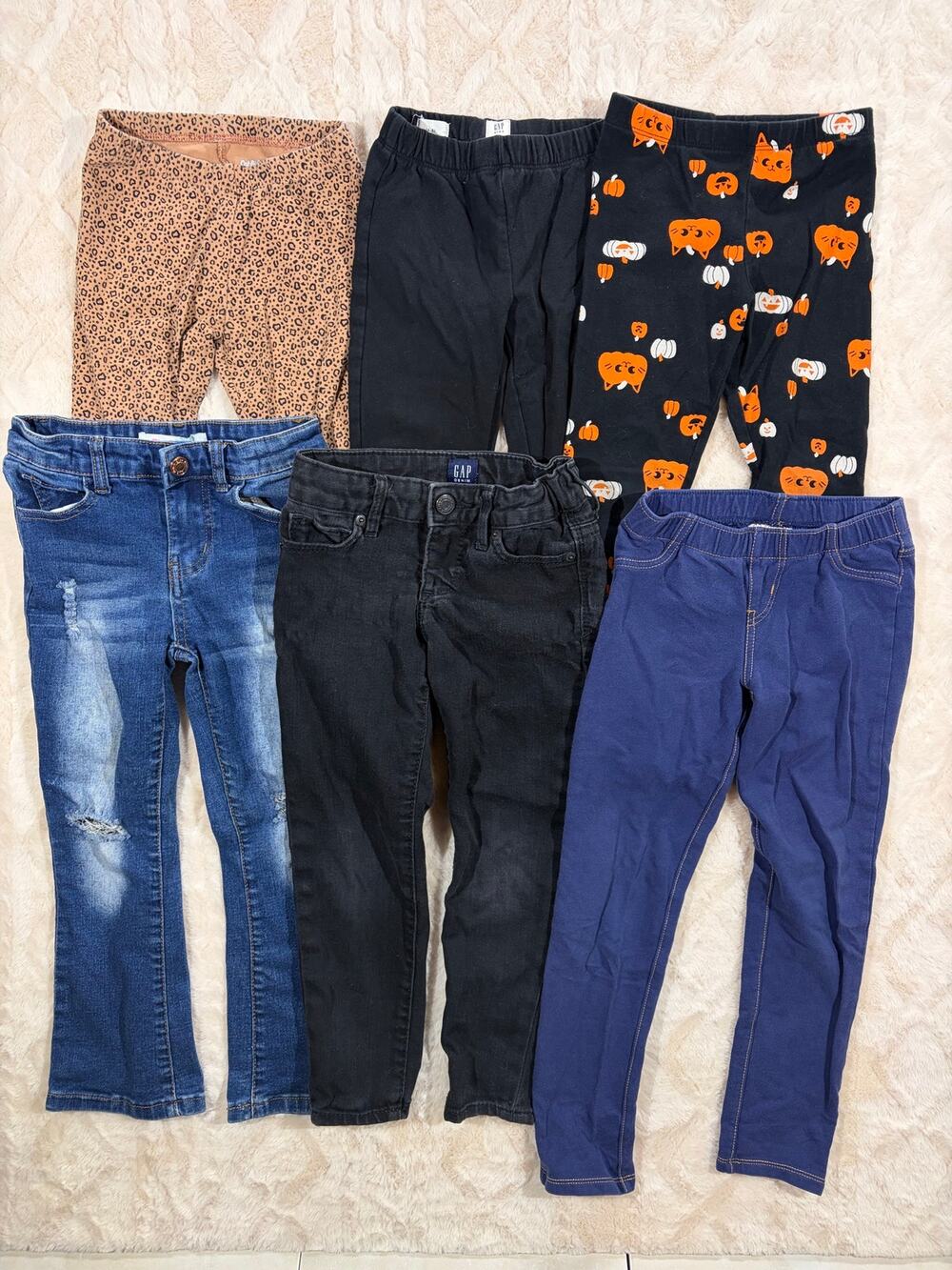 Girls Size 5/5T Pants Bundle 6 Pc Jeans Leggings Jeggings EUC